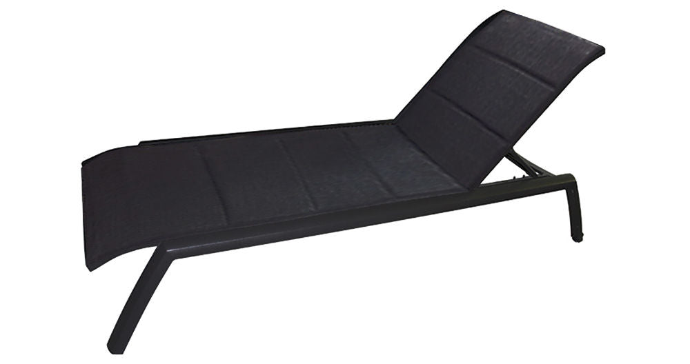 Moss  chaise longue inclinable  en aluminum noir mat , séchage rapide 28 1/2" x 80" x h 14"