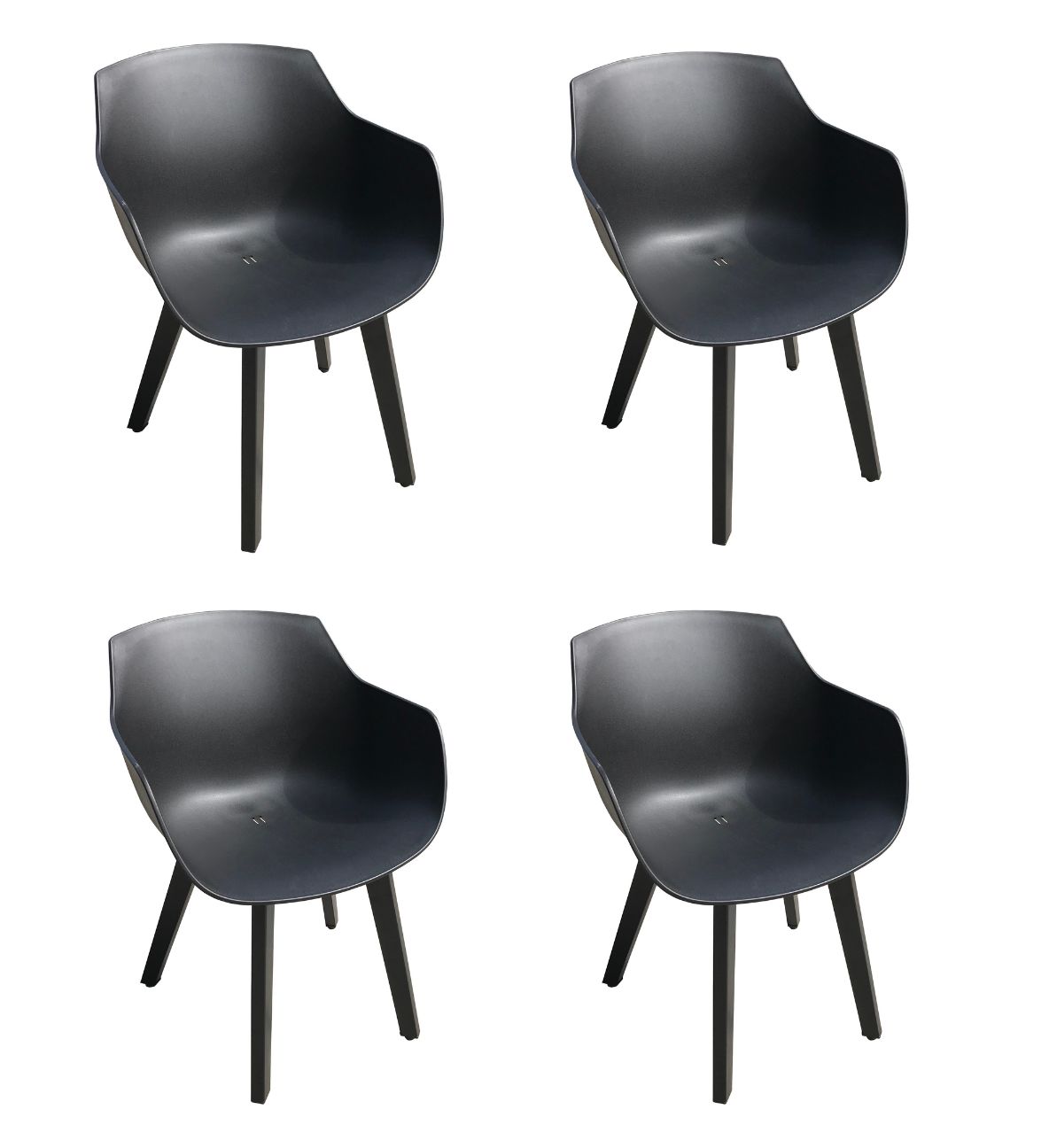 Moss fauteuil en plastique moulé noir avec structure en aluminium 22.4" x 21.7" x h 31.1"