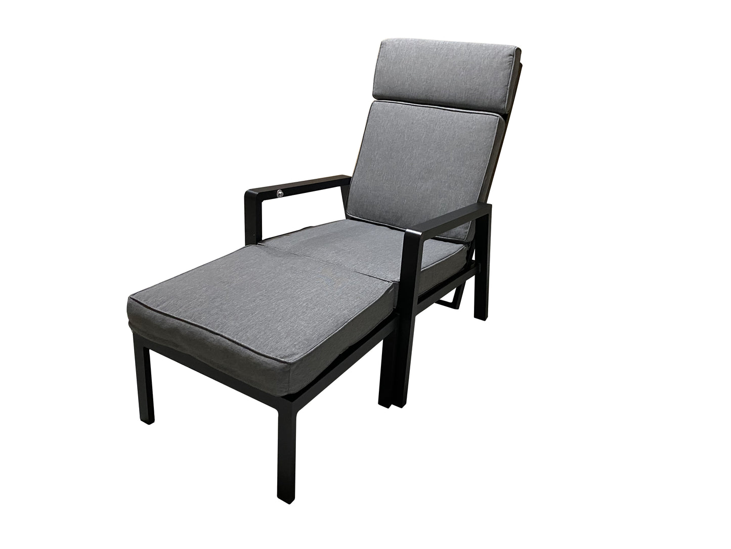 Moss chaise inclinable en aluminium noire avec coussin charbon de 8 cm