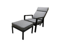 Moss chaise inclinable en aluminium noire avec coussin charbon de 8 cm